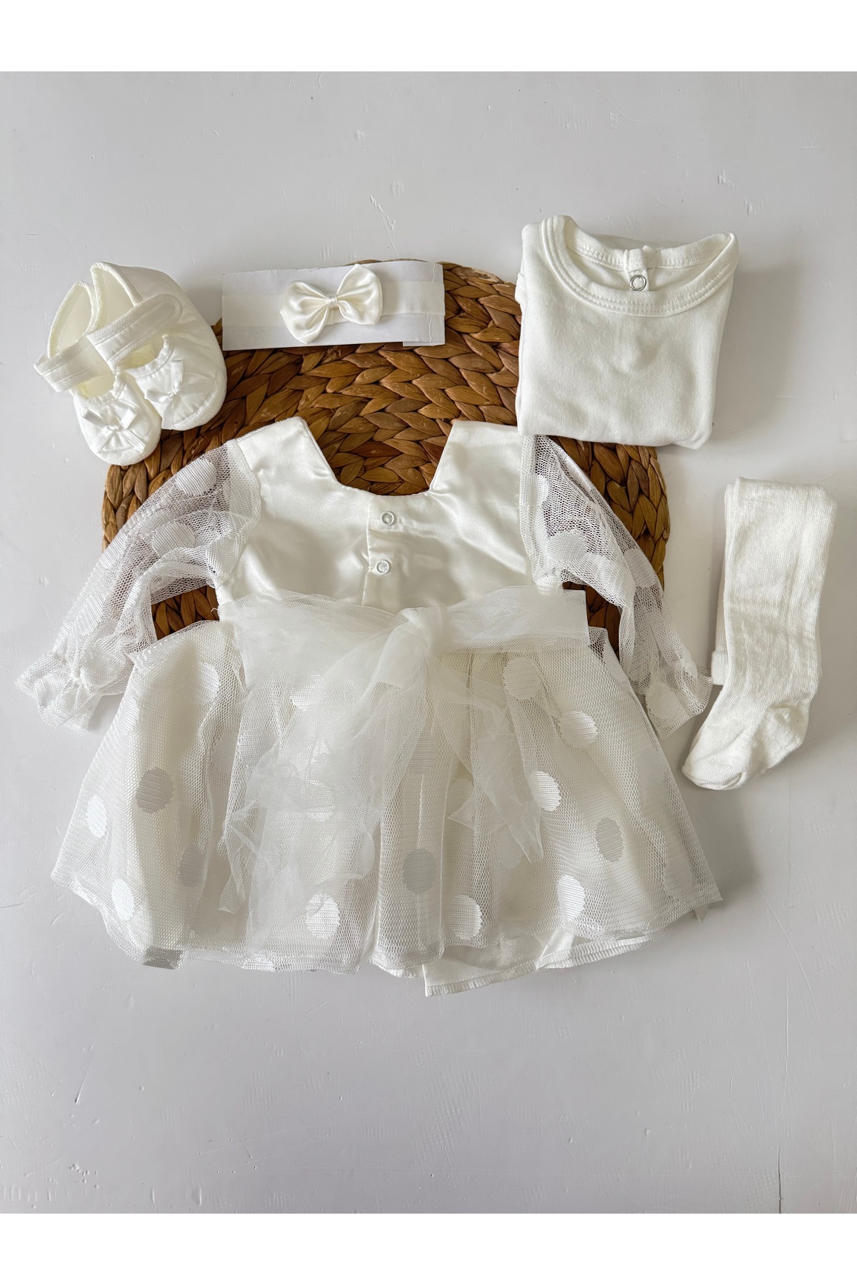 PİLEKİ BABY ( 5 Parça ) 0 3 Ay Yenidoğan Bebek Mevlüt Elbisesi Bayramlık Düğün Özel Gün Elbisesi fotoğrafı 4 (önizleme)