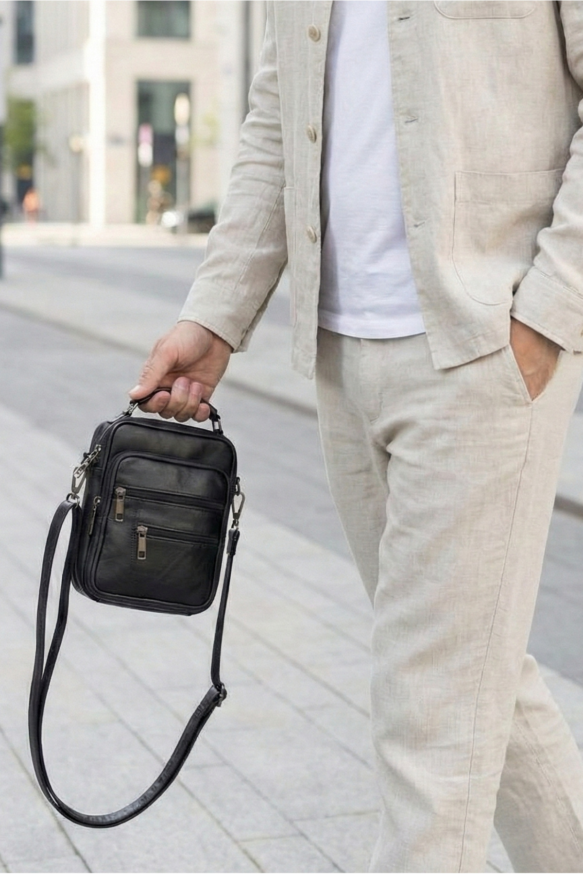 By Hakan  Nw-4000 Erkek %100 Hakiki Deri Orta Boy El Ve Omuz Askılı Çanta Günlük Kullanım Için Çok Uygun - Görsel 3