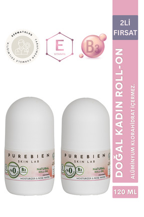 purebien skin lab Doğal Roll On Deodorant Kadın 2'li Fırsat - Alüminyum Klora...