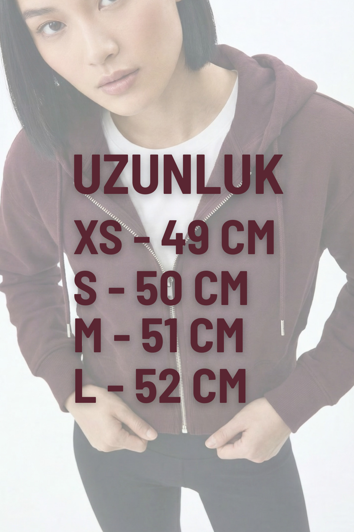 VODENS  Kadın Bordo Kapüşonlu Fermuarlı Sweatshirt - Görsel 2