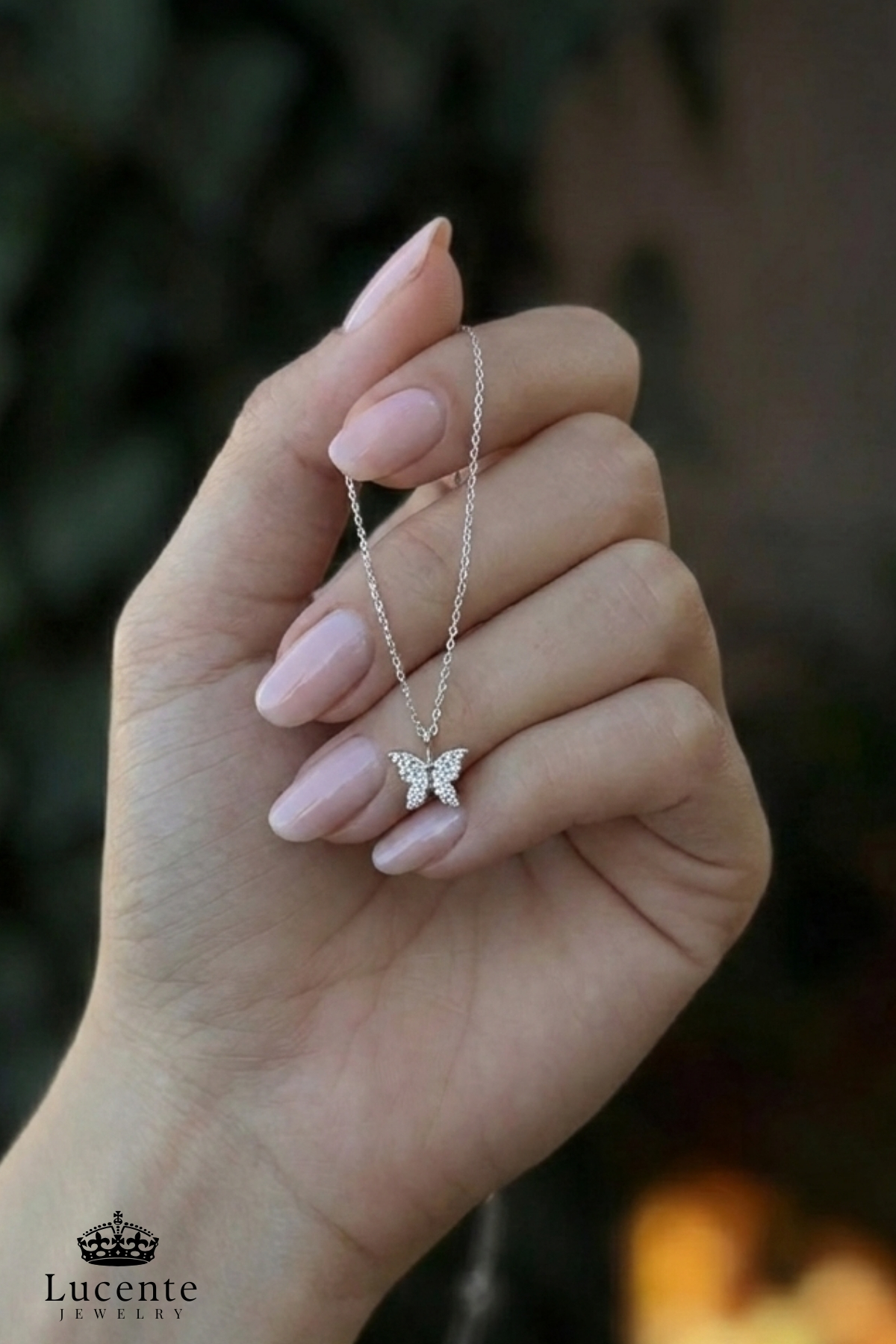 Lucente Jewellery Işıklı Hediye Kutulu Aşk Mutluluk Uğur Şans ve Zarafetin Simgesi Beyaz Taşlı Minimal Kelebek 925 Ayar Luxury Serisi Gün Hediyesi Gümüş Minik Kelebekli 45 Cm Zincirli Küpe Hediyeli Zarif Kadın Kolye görsel 7