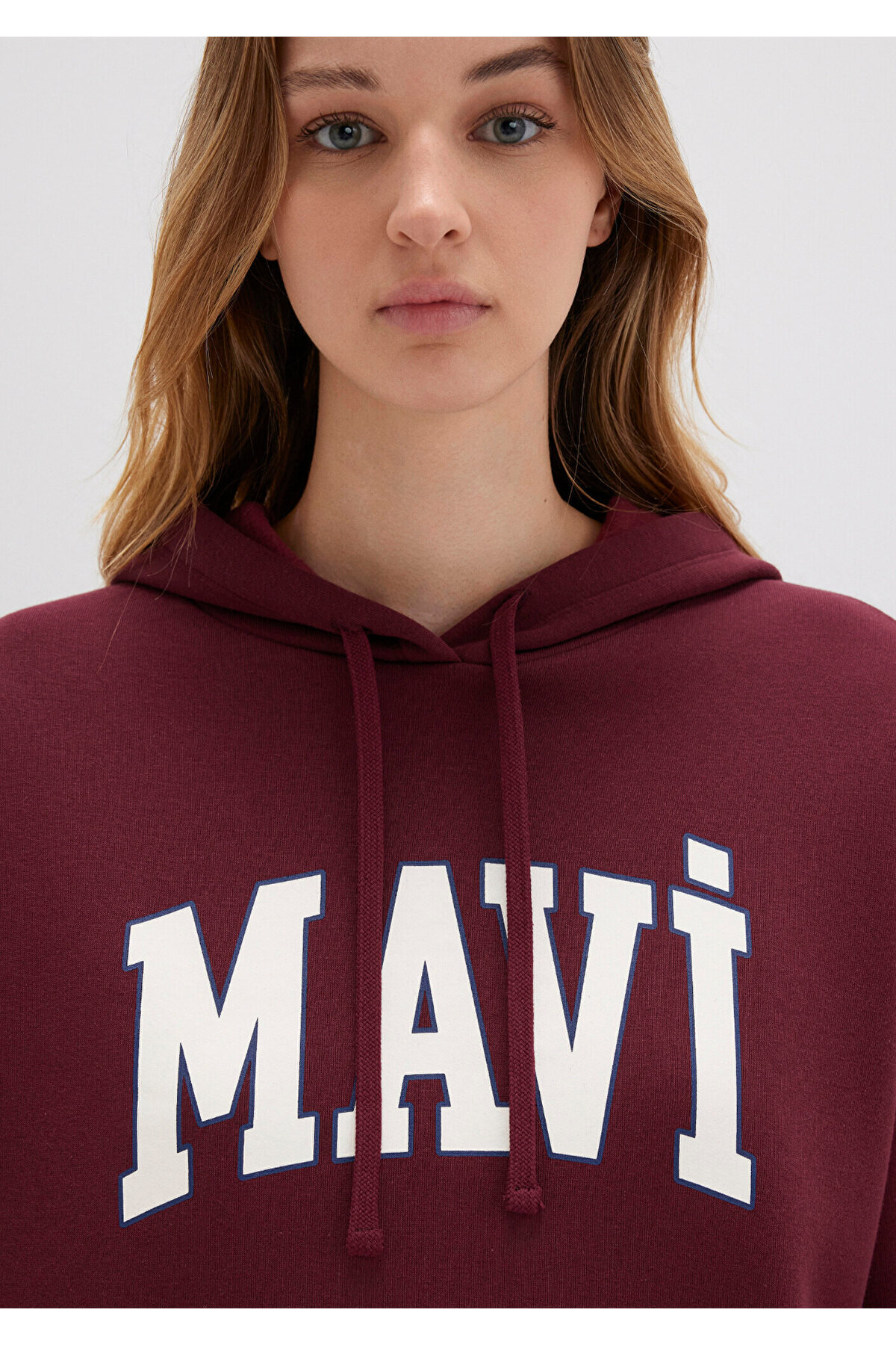 Mavi  Logo Baskılı Kapüşonlu Bordo Sweatshirt 1600361-85493 - Görsel 7