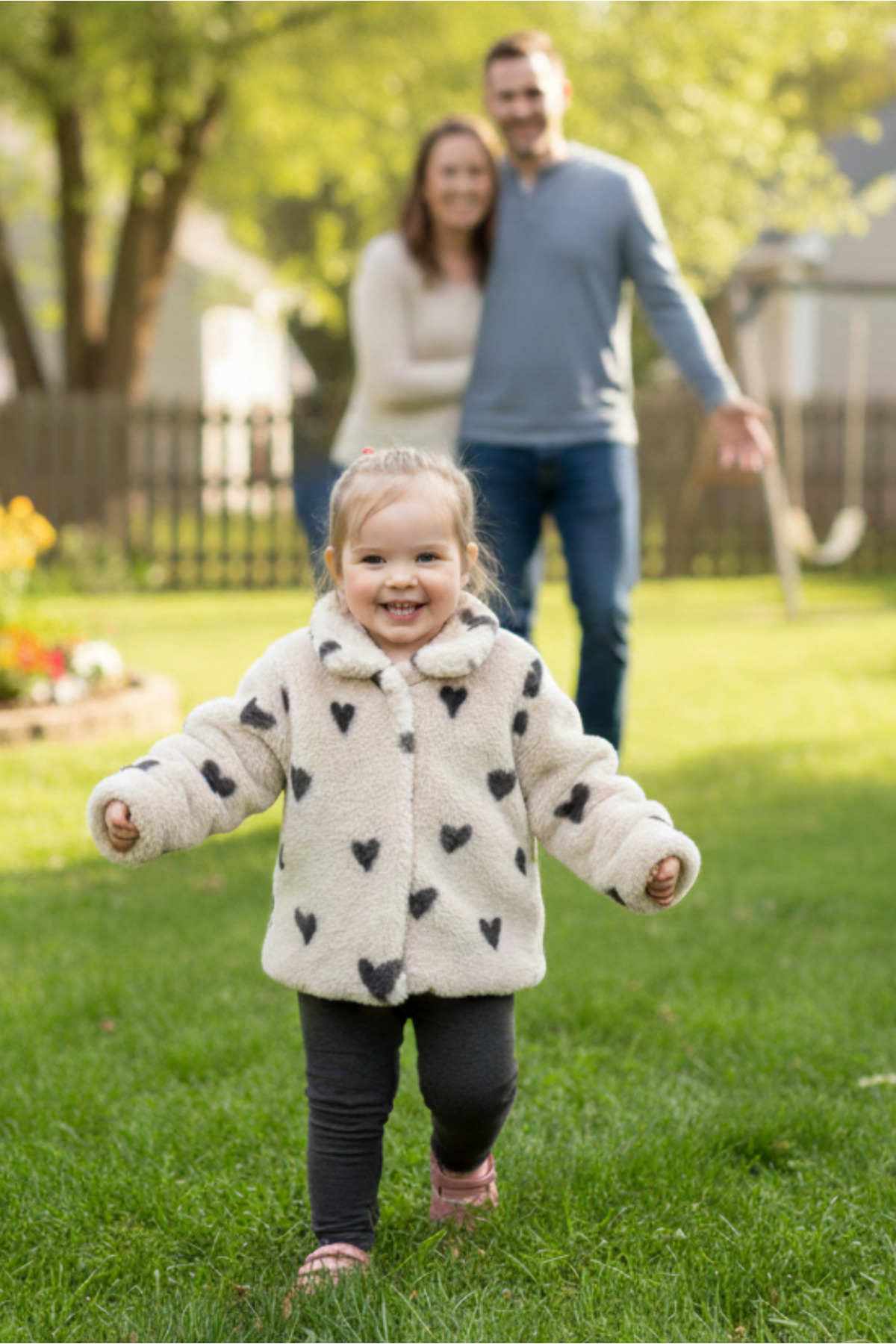 DOFİ Bebek Peluş Mont – Bej, Kalp Desenli, Çıtçıtlı, Yumuşak ve Sıcak fotoğrafı 2 (önizleme)