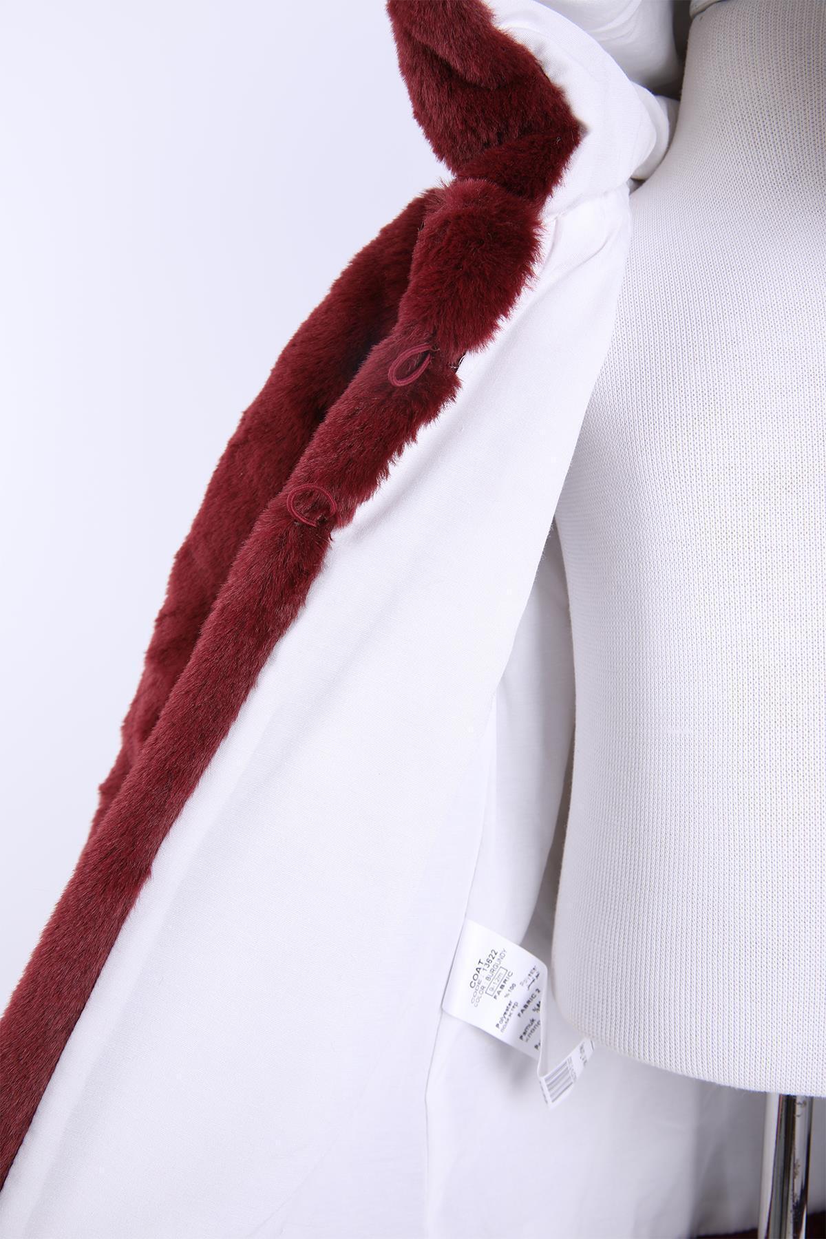 Babyhola Kız Bebek Çocuk Pamuk Astarlı Külah Kapüşonlu Peluş Kaban Kışlık 13622 fotoğrafı 5 (önizleme)