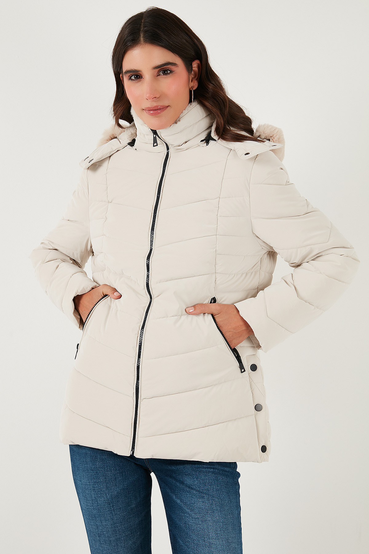 Lela Kapitoneli Slim Fit Çıkarılabilir Kapüşonlu Mont MONT 497MARA görsel 4