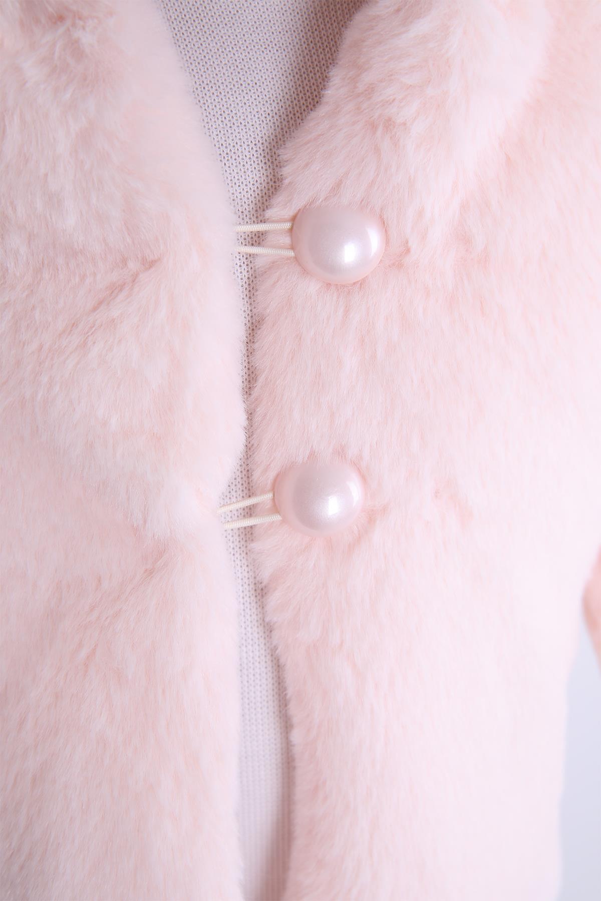 Babyhola Kız Bebek Çocuk Pamuk Astarlı Külah Kapüşonlu Peluş Kaban Kışlık 13622 fotoğrafı 2 (önizleme)