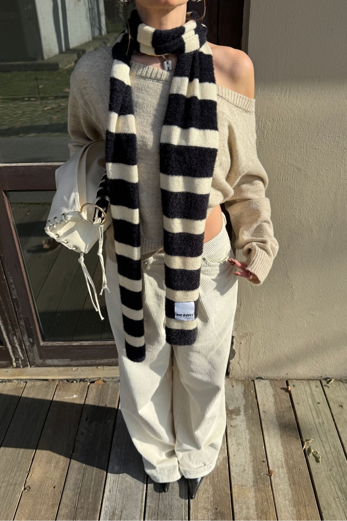 bases.  Triko Yumuşak Dokulu Atkı Şal - Görsel 6