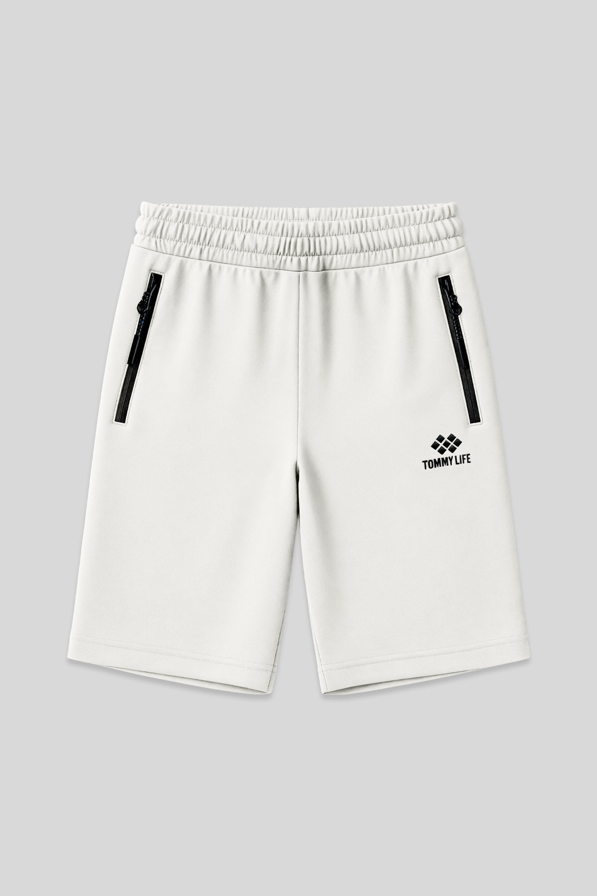 TOMMY LIFE  Ekru Gizli Fermuar Arka Cepli Bağcıklı Standart Kalıp Erkek Şort - 81136