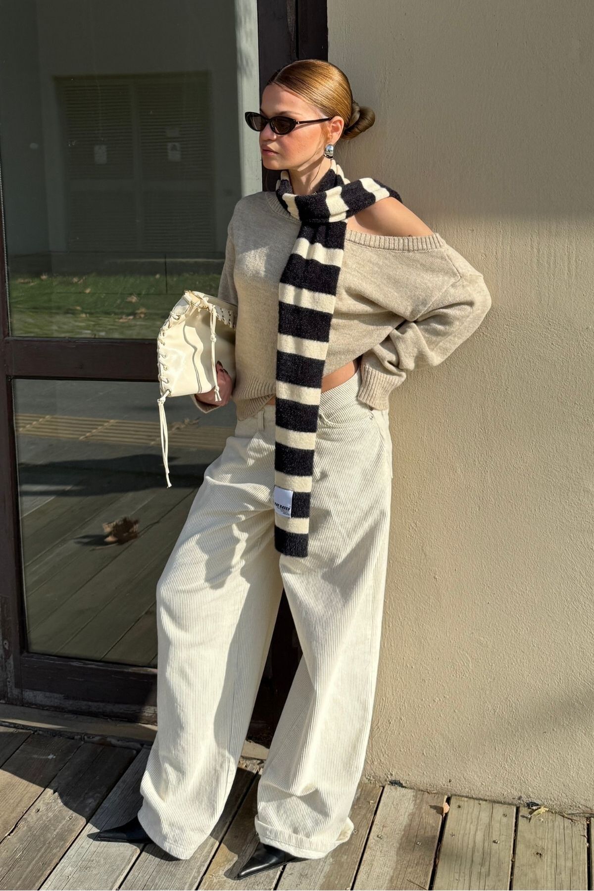 bases.  Triko Yumuşak Dokulu Atkı Şal - Görsel 7