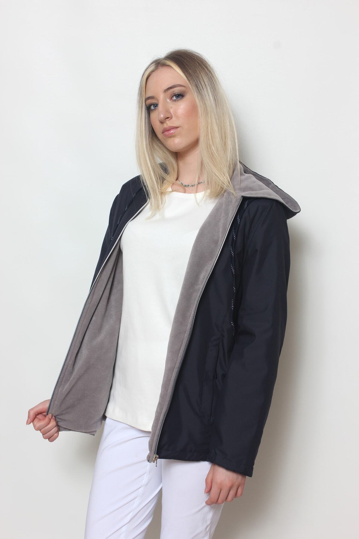 Cottoncool  Kadın Lacivert Içi Polar Mont - Görsel 3