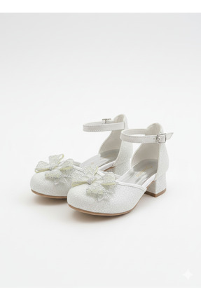 NeSe Shoes Işıltılı ve Taşlı Fiyonklu Kız Çocuk Topuklu Ayakkabı, Abiye Ayakk...