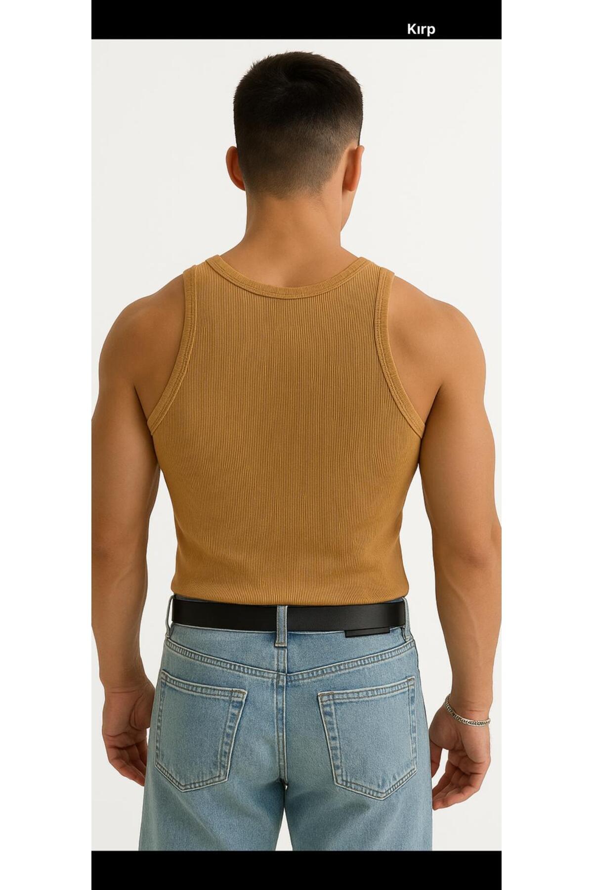 gamaro premium Erkek Halter Yaka fitted Sporcu Likralı Atlet görsel 2