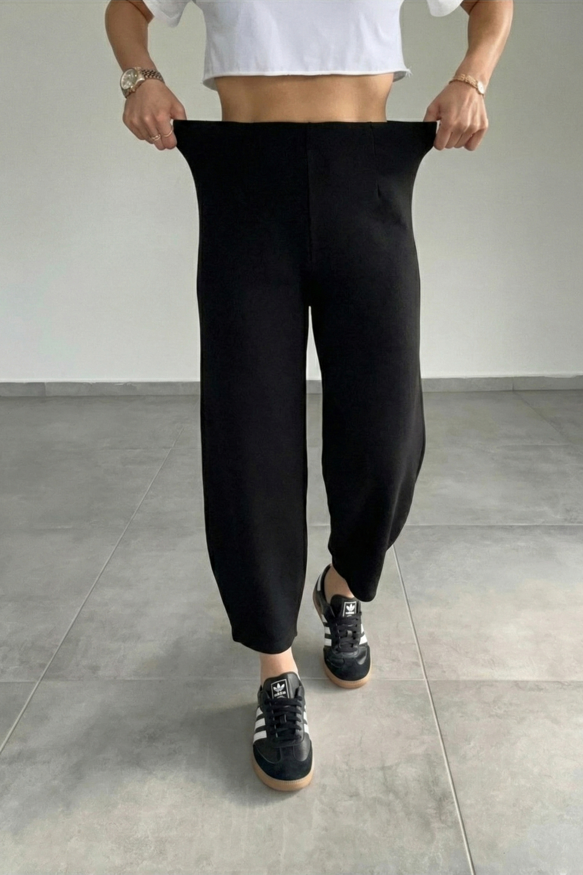 ECOTİQUE  Kadın Beli Lastikli Yüksek Bel Full Likra Şalvar Balon Pantolon - Görsel 5