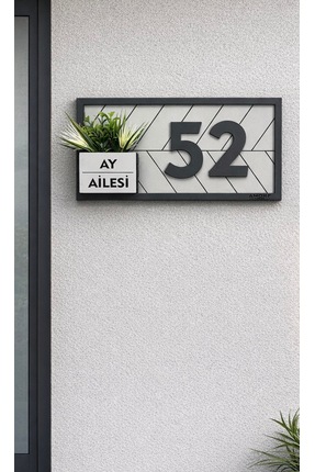 Amorf Design Kişiye Özel Gri Antrsit Kapı Süsü Kapı Numarası 30x15cm