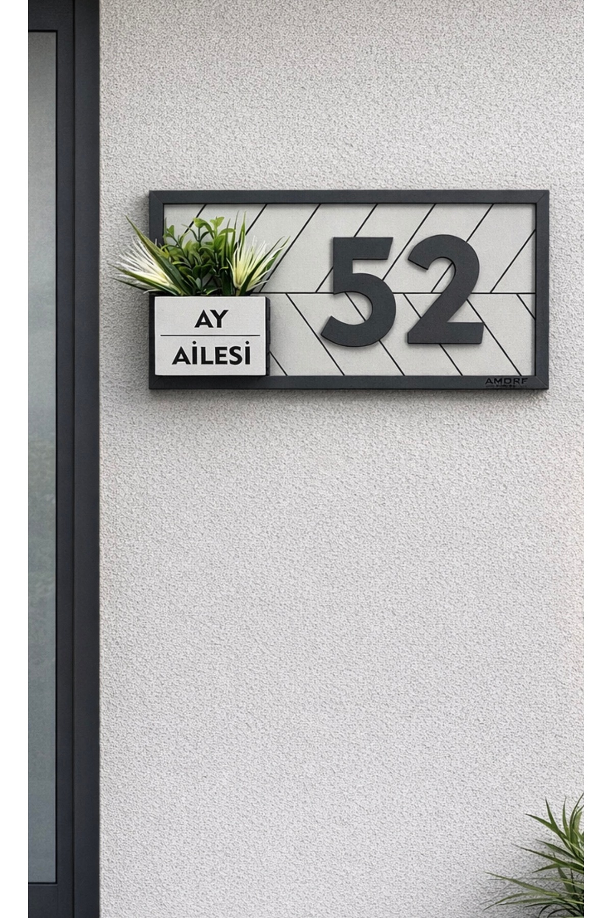 Kişiye Özel Gri Antrsit Kapı Süsü Kapı Numarası 30x15cm
