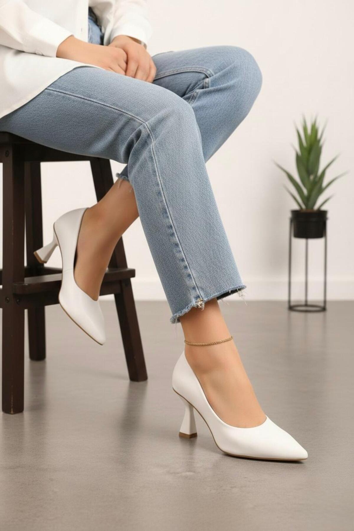 NOVELLAM SHOES  Kadın Bena Beyaz Klasik Topuklu Stiletto - Görsel 3