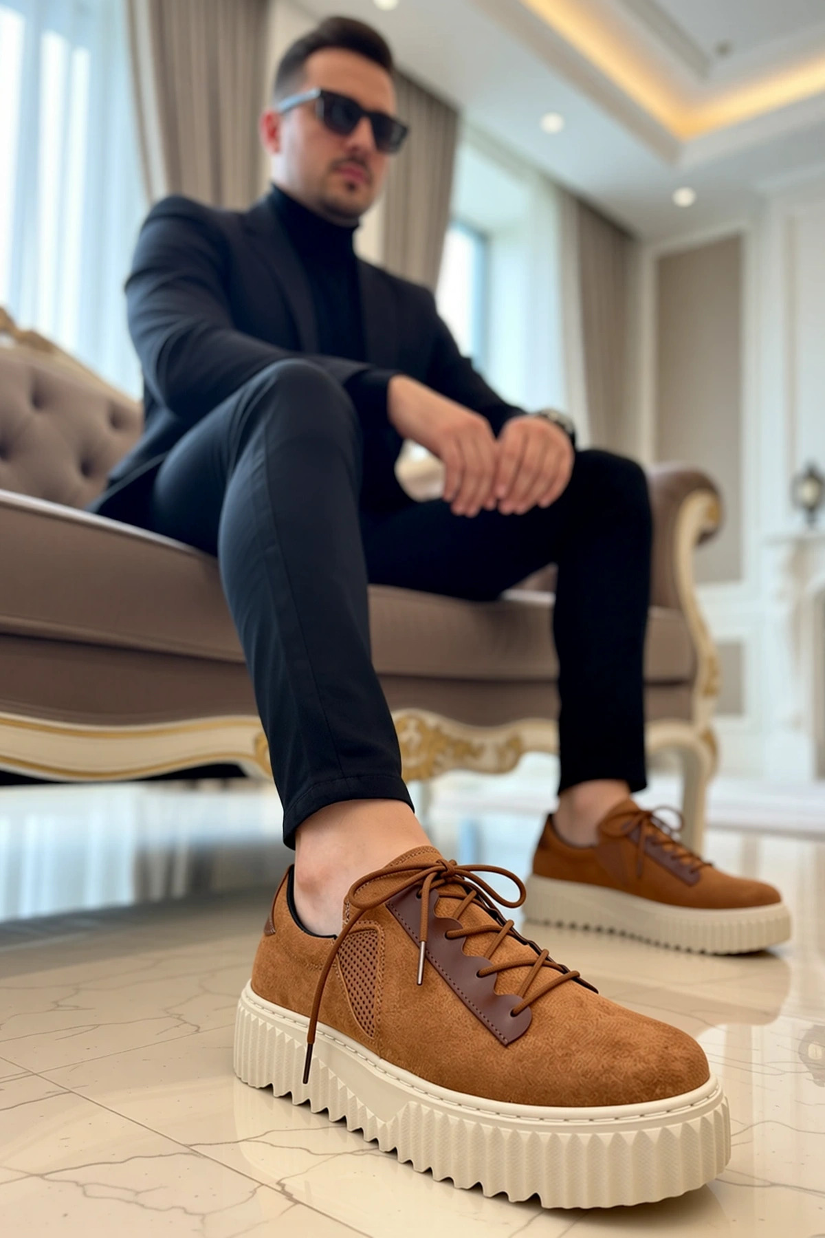 Erkek Bağcıklı Süet Sneaker Standart Kalıp Fonksiyonel Dayanıklı Kaliteli Konforlu Estetik