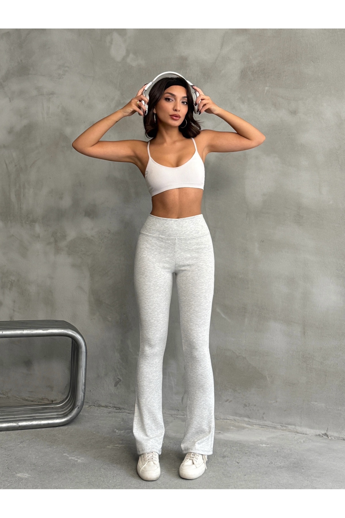 Nordmende  Kadın Yüksek Bel Toparlayıcı İspanyol Paça Pantolon Flared - Görsel 8