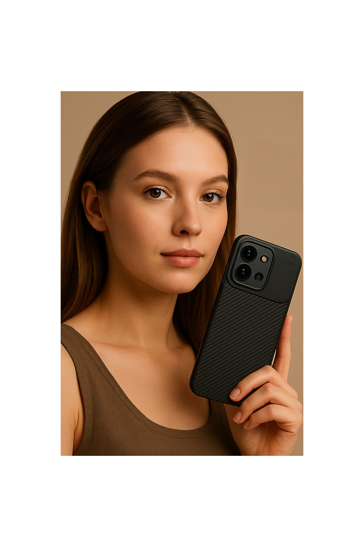 Xiaomi Redmi 15C 4G İçin Uyumlu Kamera Korumalı Darbe Emici Karbon Fiber Desenli Kapak
