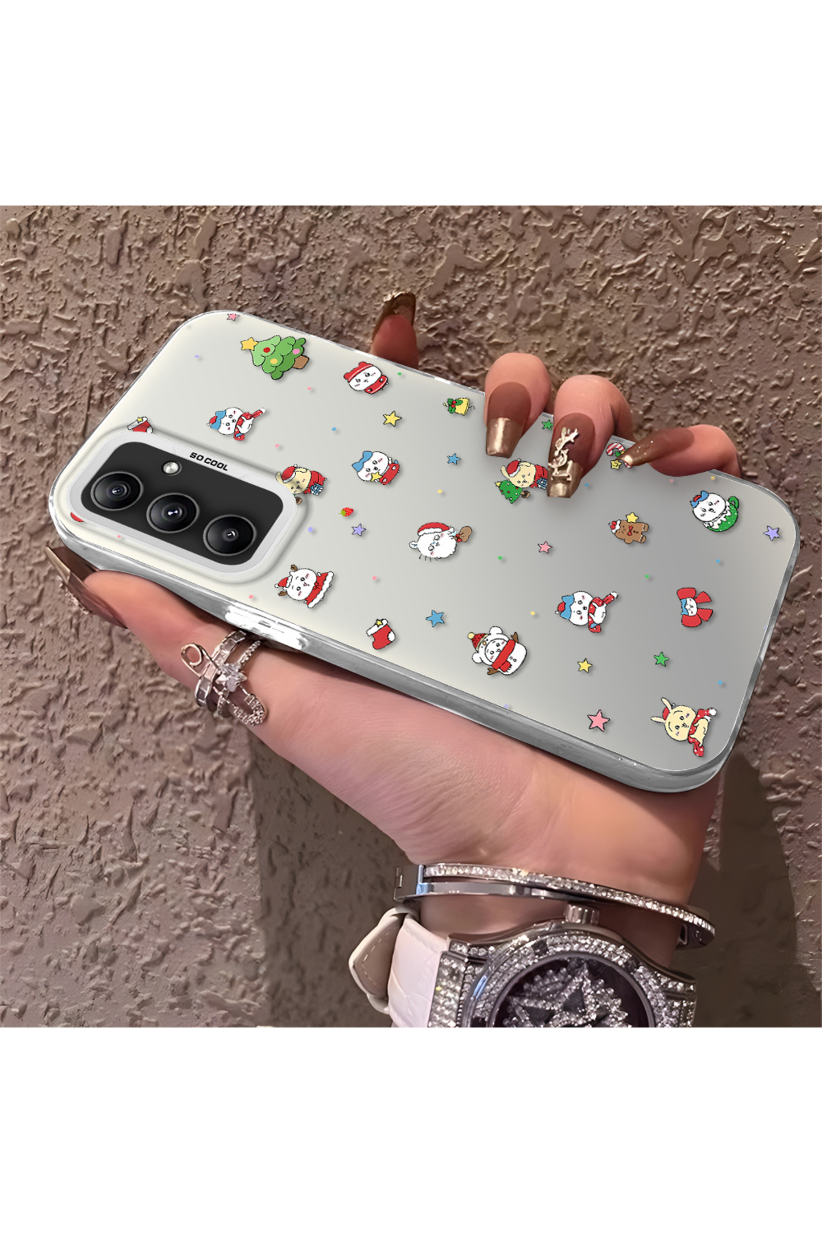 Samsung Galaxy A34 5G Compatible Santa Claus Patterned Silicone Anti Fall Case