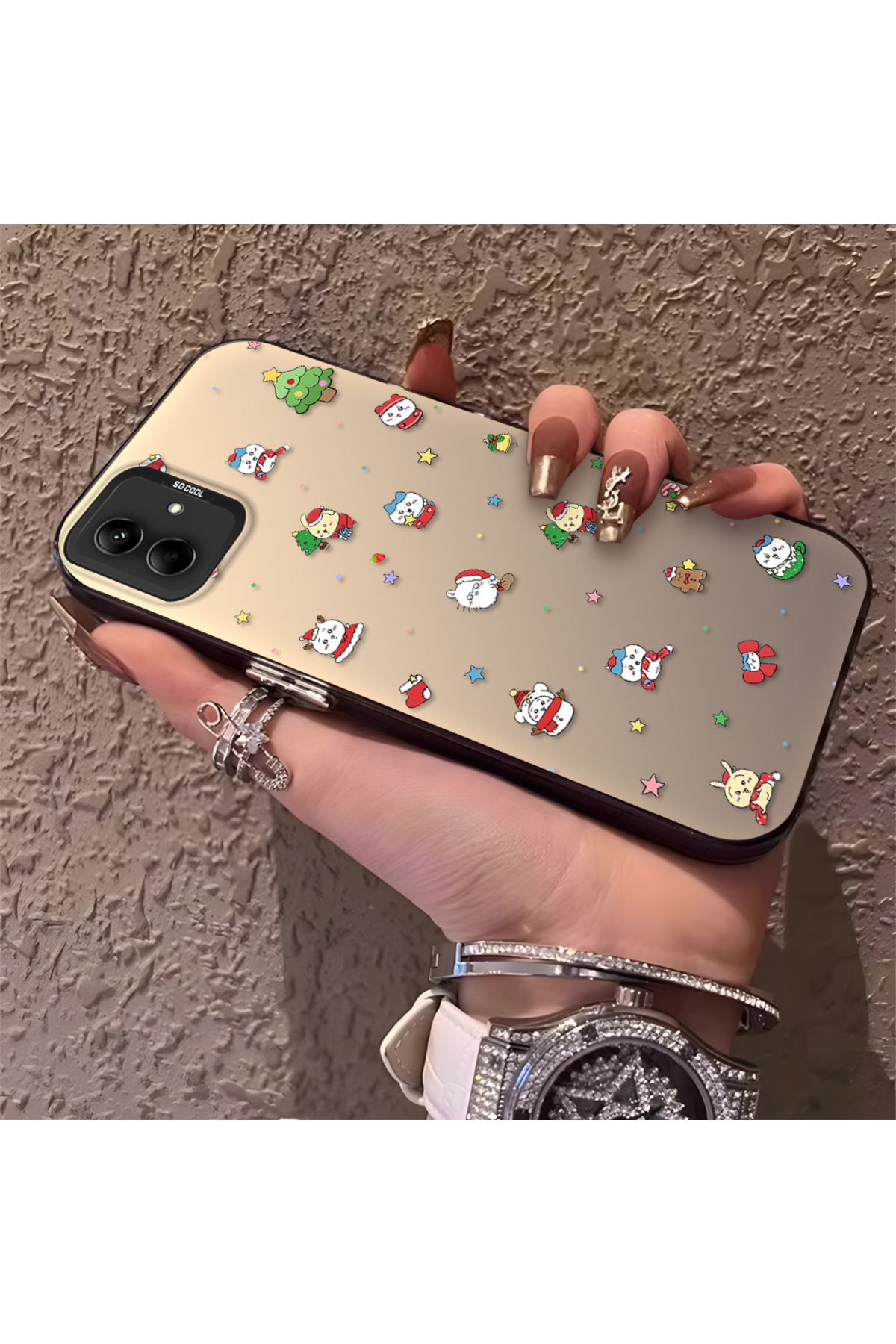 Samsung Galaxy A04e Compatible Santa Claus Pattern Silicone Anti-Drop Case