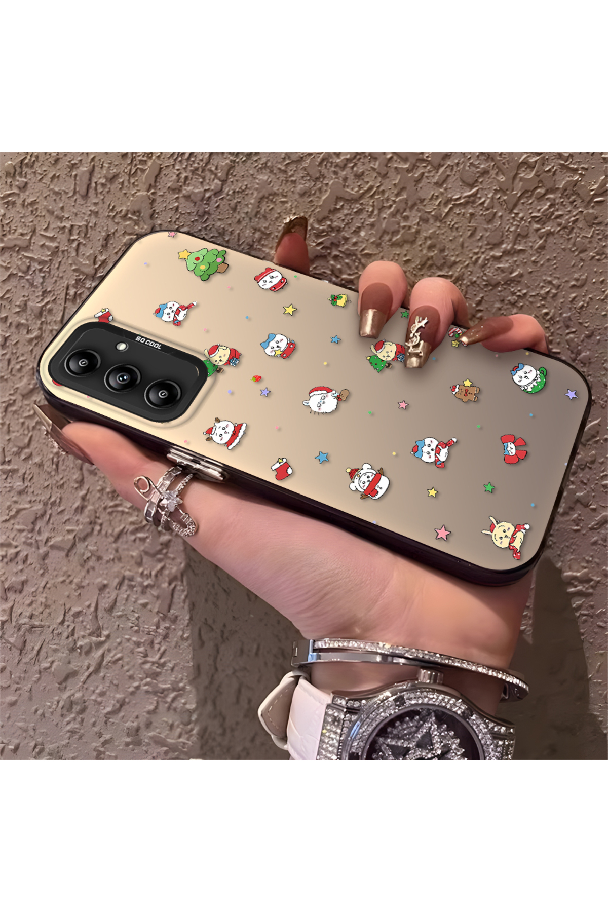Samsung Galaxy A14 Compatible Santa Claus Patterned Silicone Anti Fall Case
