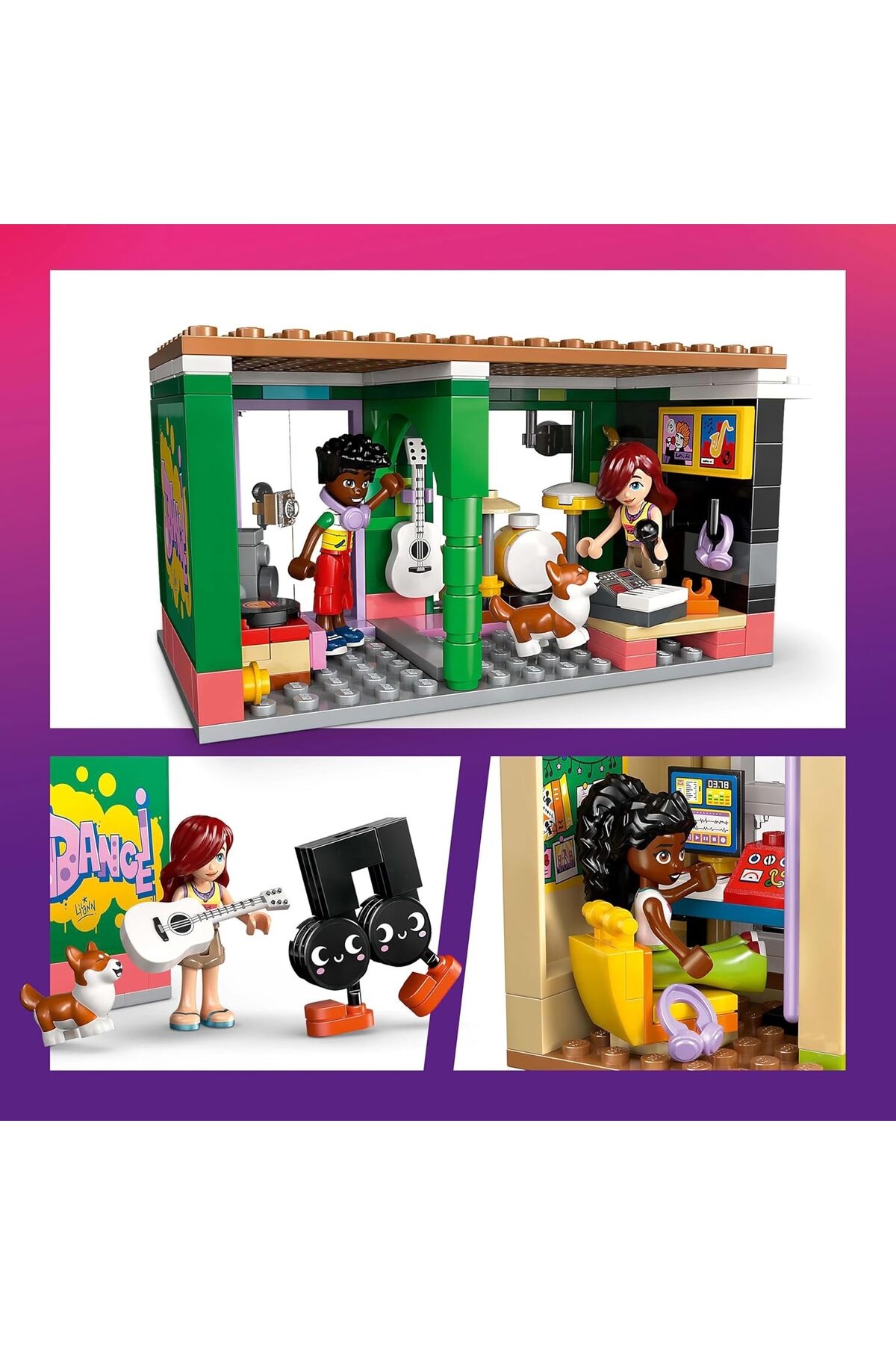 مجموعه ساختنی فروشگاه موسیقی و آپارتمان لگو فرندز به همراه ۳ مینیدول و یک سگ کورگی – ۴۲۶۵۳