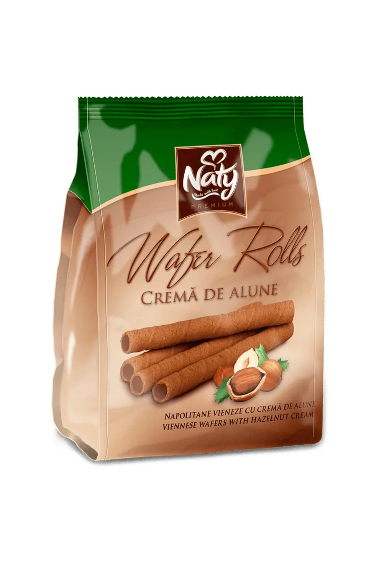 NATY Wafer Rolls – Βιεννέζικα γκοφρέτα με κρέμα φουντουκιού 200g (BAX)