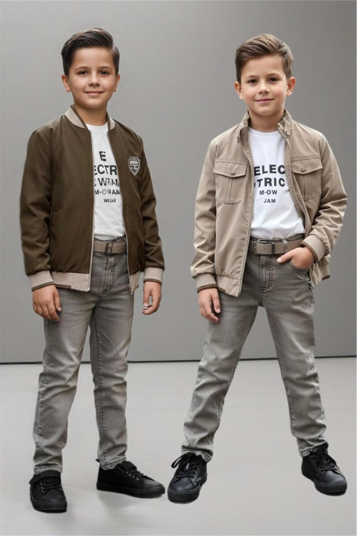پینا کیدز ست کت و شلوار دو رو پسرانه: ژاکت، بلوز نخی و شلوار کتان TKM1602