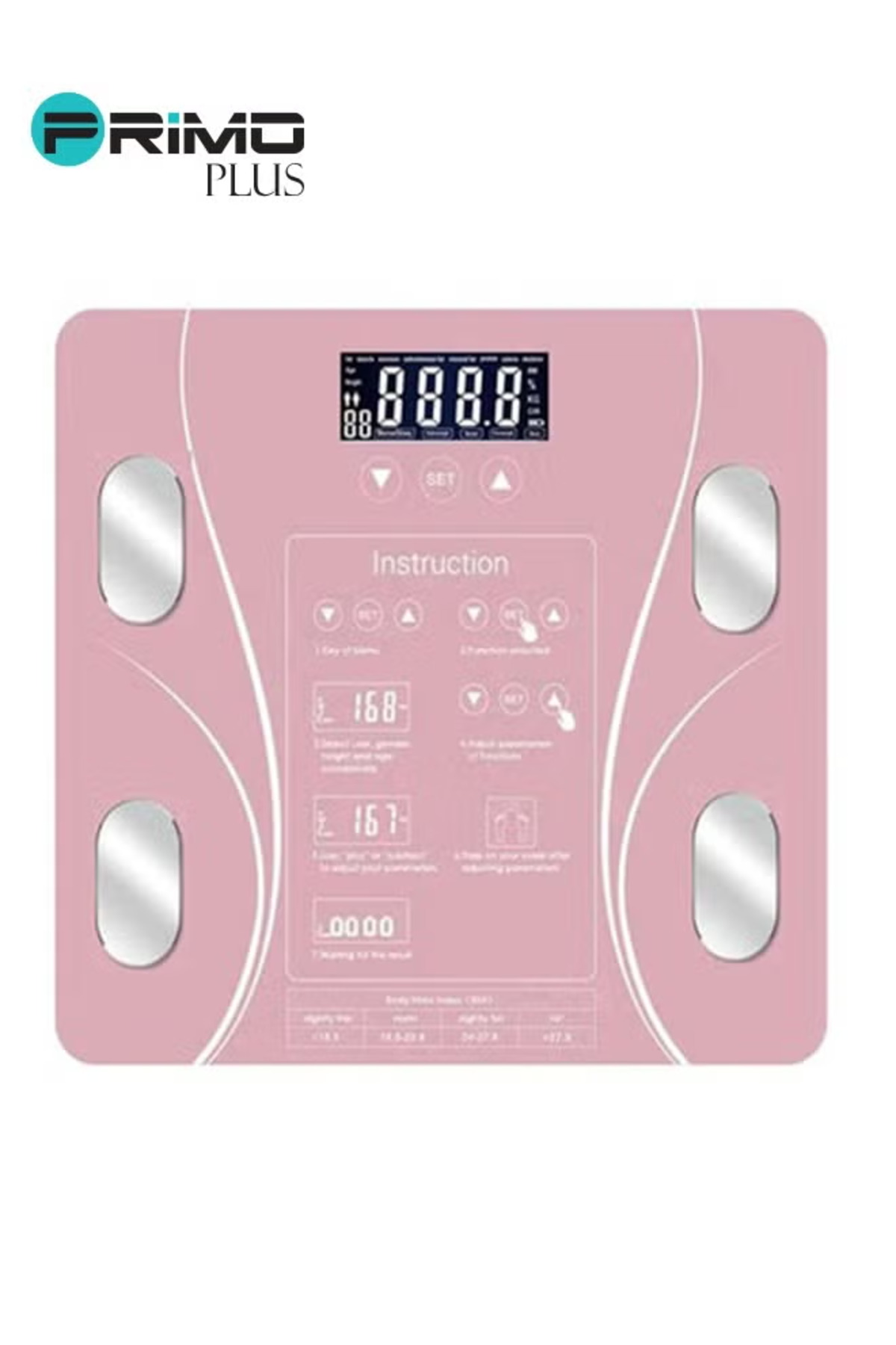 Primo Plus ميزان ديجيتل إلكتروني ذكي عالِ الدقة لقياس الوزن ومؤشر كتلة الجسم