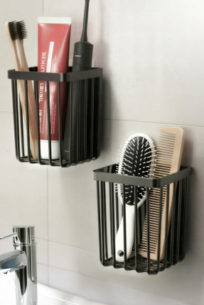 ATA HOME 2'li Set Yapışkanlı Banyo Saç Fırçası Tarak Düzenleyici Diş Fırçalık...