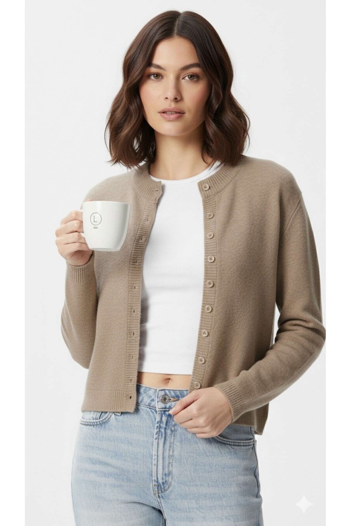 Ugdelia  Kadın Bisiklet Yaka Basic Triko Hırka - Görsel 3