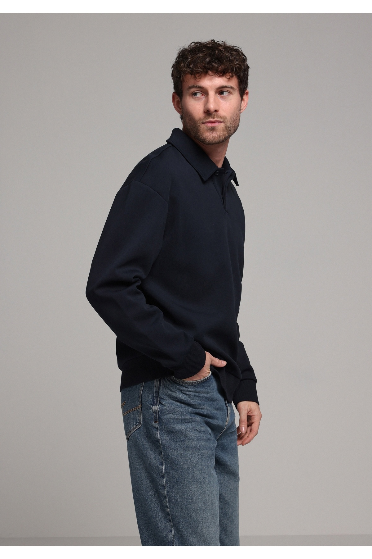 کالینز سویشرت سرمه‌ای مردانه کامفورت فیت