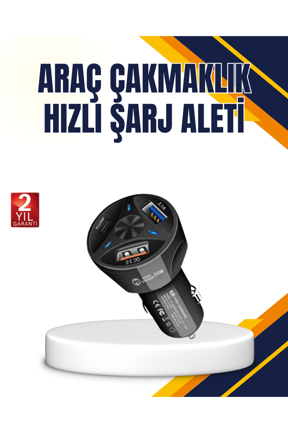 FREEDOM STOREE Polygold Quick Charger 55W Araç Şarj Cihazı PD USB C Destekli