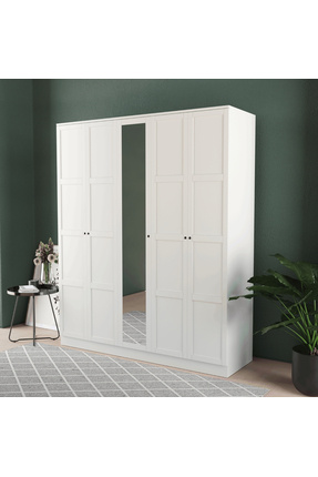Teen & Bright TOPRAK 5 KAPAKLI EKO BAZALI GARDIROP - MDF KAPAK