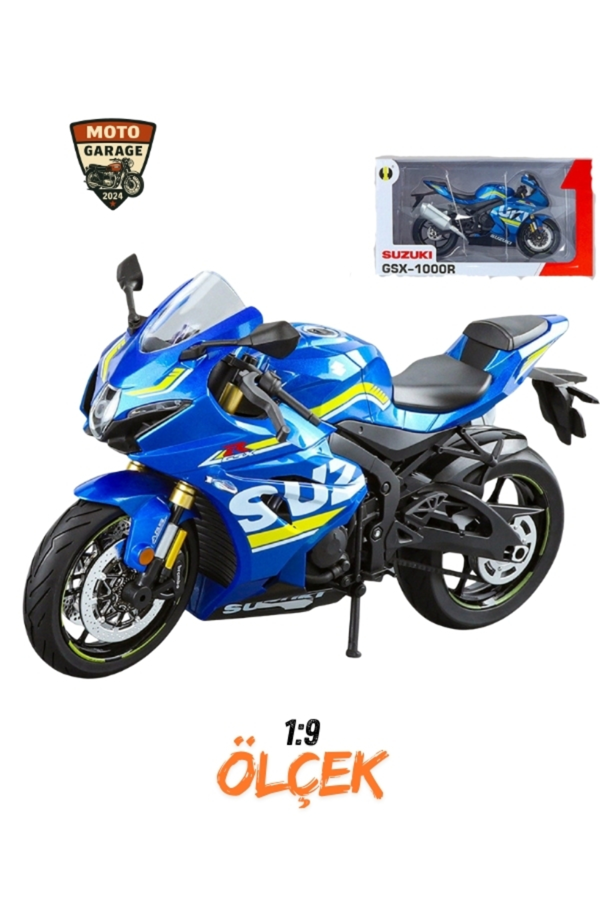 MotoGarage 2023 Suzuki GSX-R1000 Işıklı & Lacivert 1:9 Ölçek