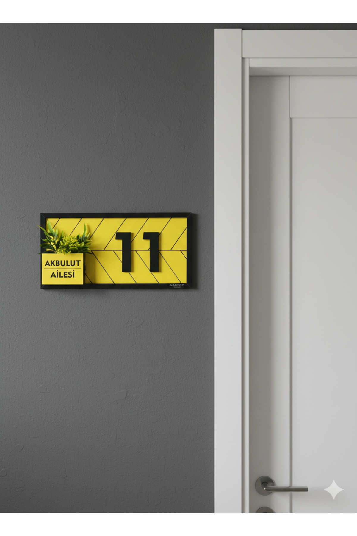 Kişiye Özel Sarı Kapı Numarası 30x15cm