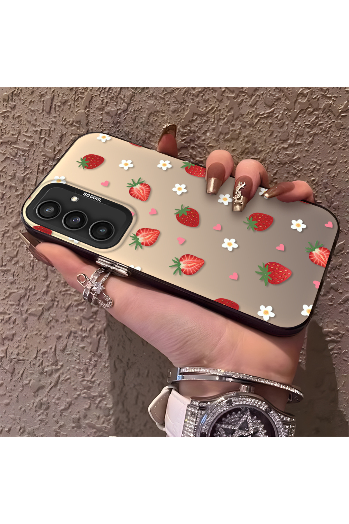 Samsung Galaxy S23 Fe Compatible Phone Case strawberry Anti-shock Camera Anti-fall