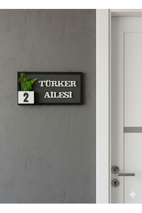 Amorf Design Kişiye Özel Antrasit Kapı Süsü Kapı Numarası 30x15cm
