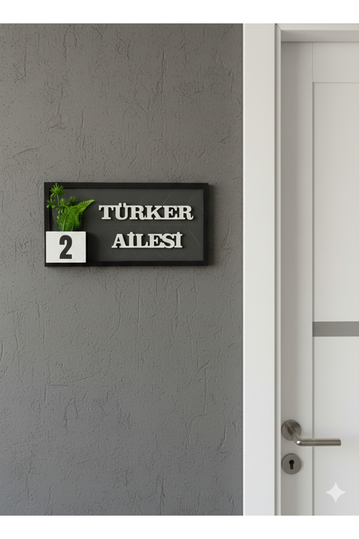 Kişiye Özel Antrasit Kapı Süsü Kapı Numarası 30x15cm