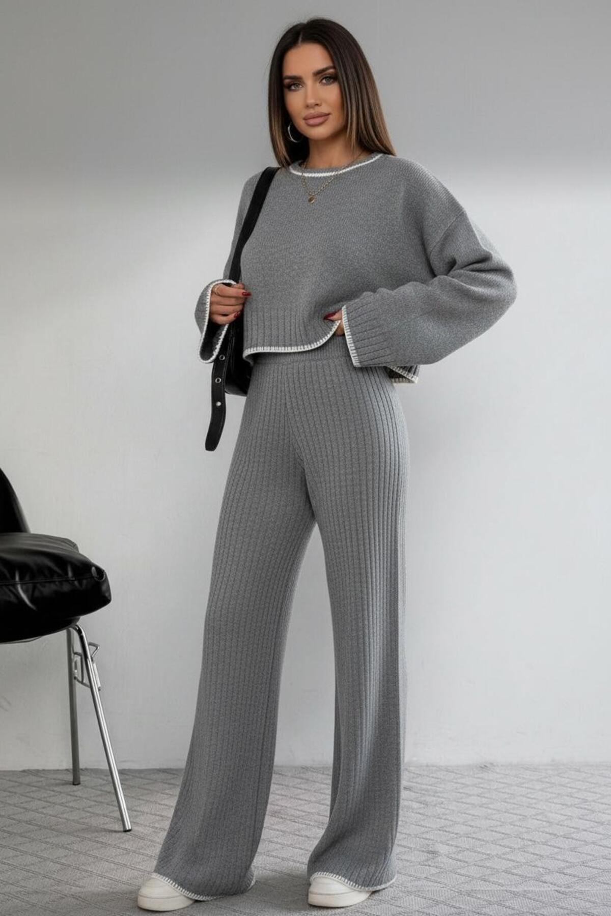 NEWCO Set de tricotaje cusute pentru femei material reiat Set din două piese ...