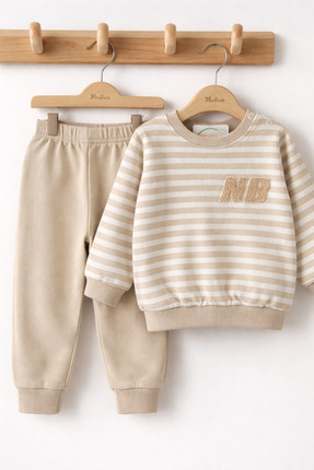 moukou Bebek Pamuklu 2’li Takım – Sweatshirt ve Alt Seti, Yumuşak Konforlu Gü...