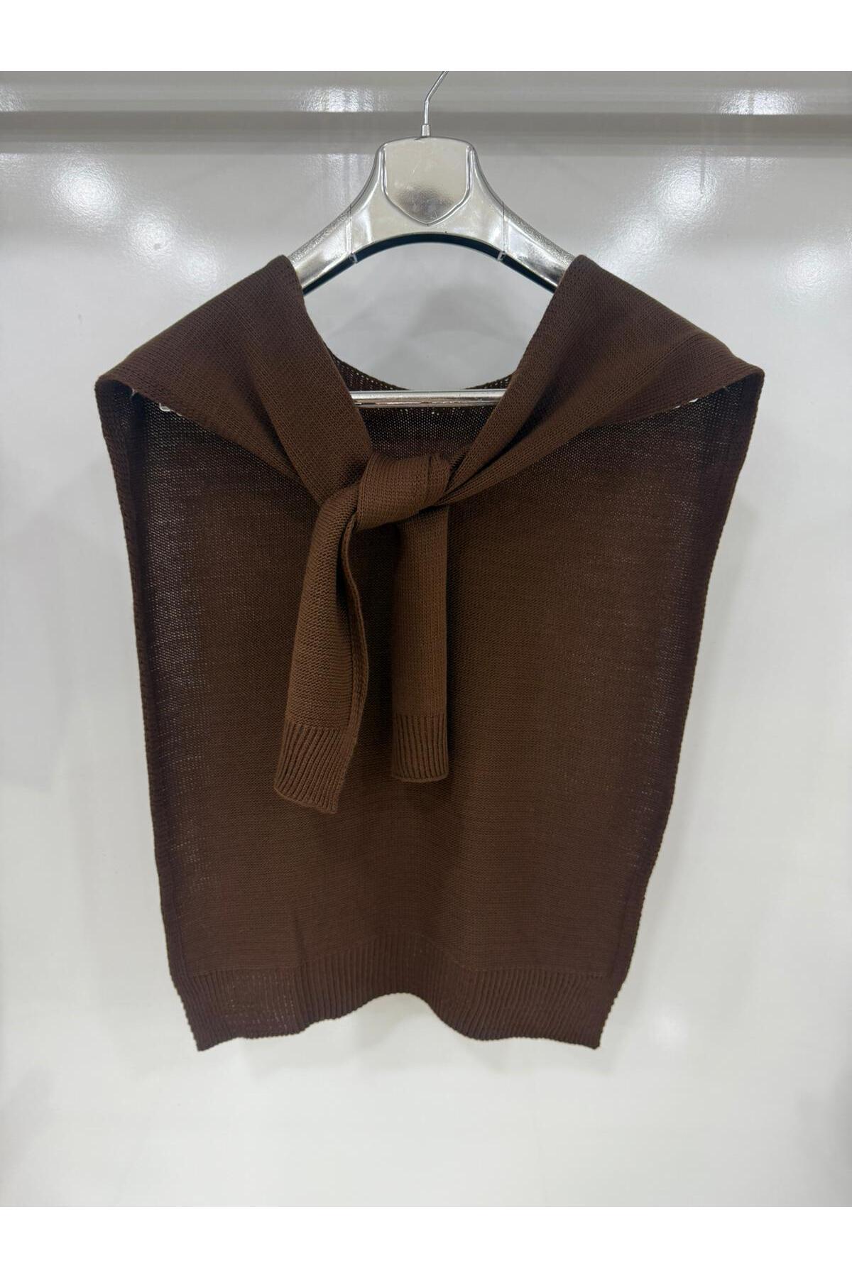 Axesoire HRK01 Kahverengi Kazak Görünümlü Bağlama Şal