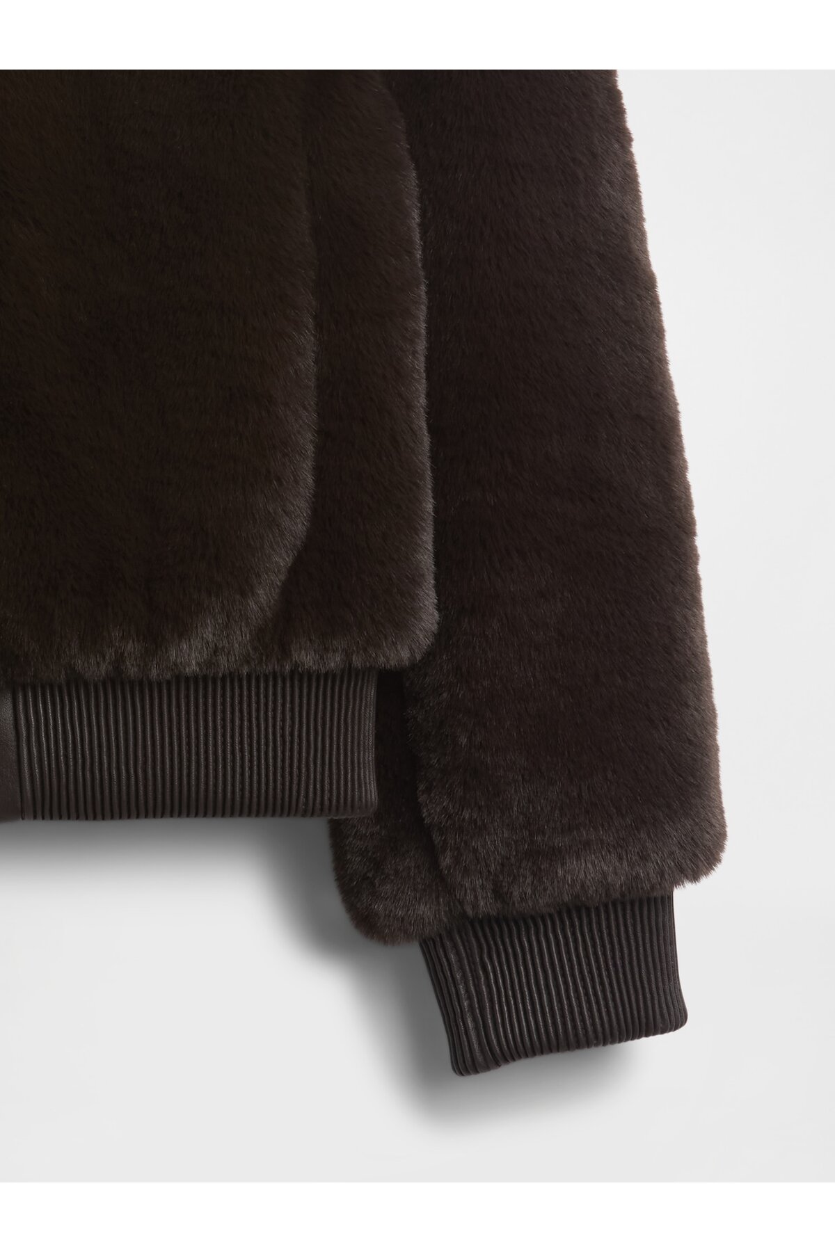 GAP  Kadın Koyu Kahverengi Faux-Fur Bomber Ceket - Görsel 4