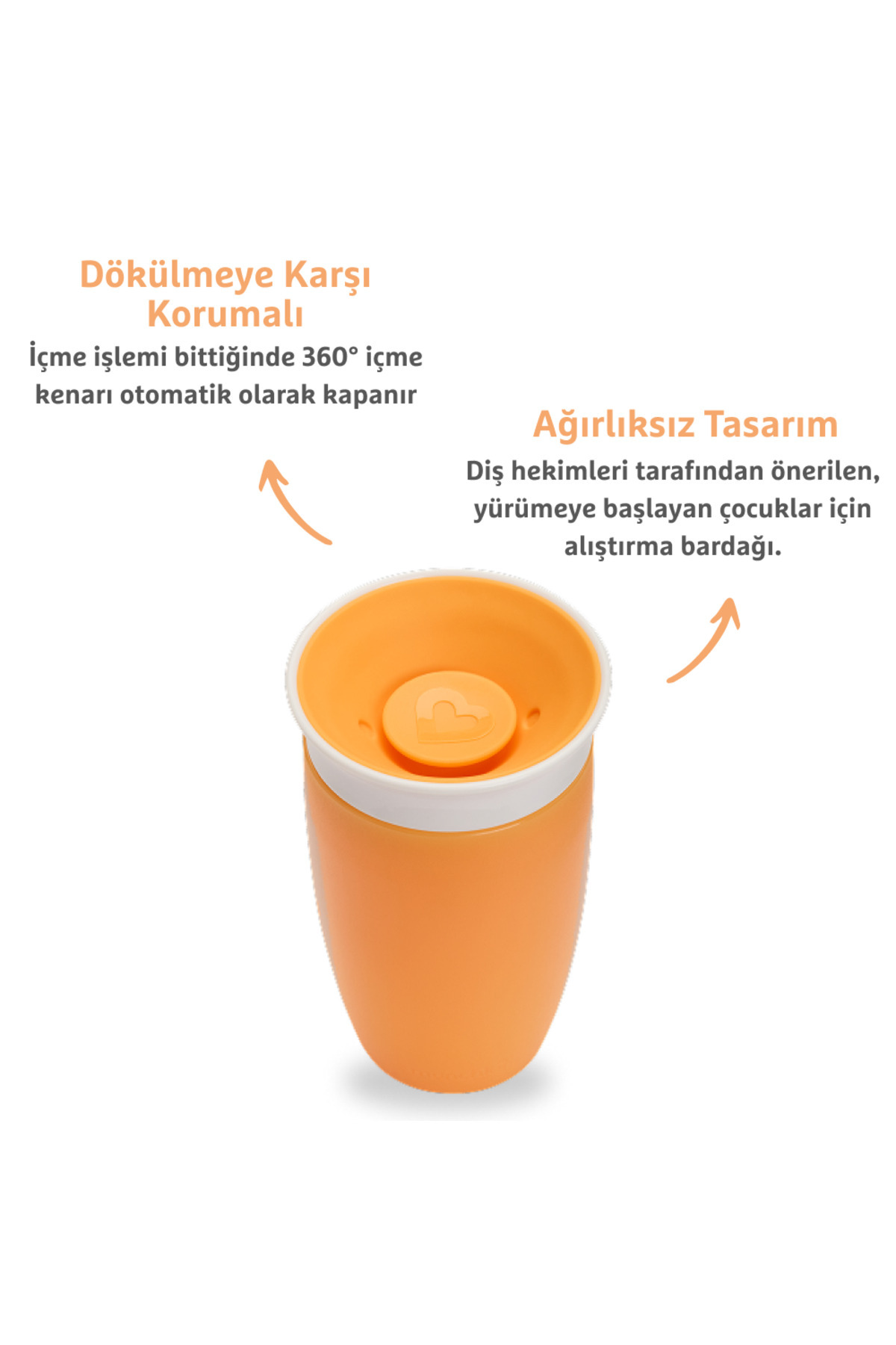 Munchkin Mucize 360° Alıştırma Bardağı, 12ay+, 296ml Turuncu fotoğrafı 5 (önizleme)