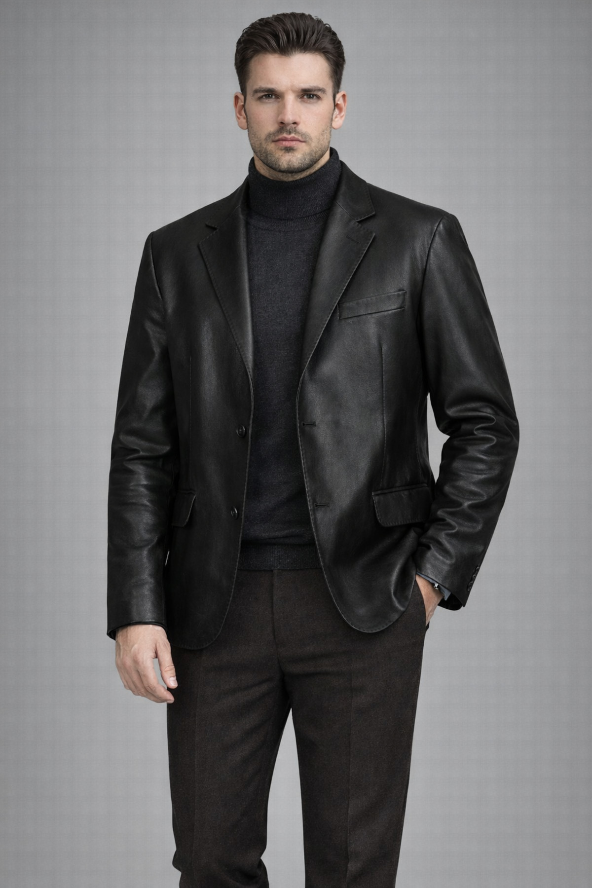 LİDYA DERİ  Erkek Blazer Gerçek Hakiki Deri Ceket