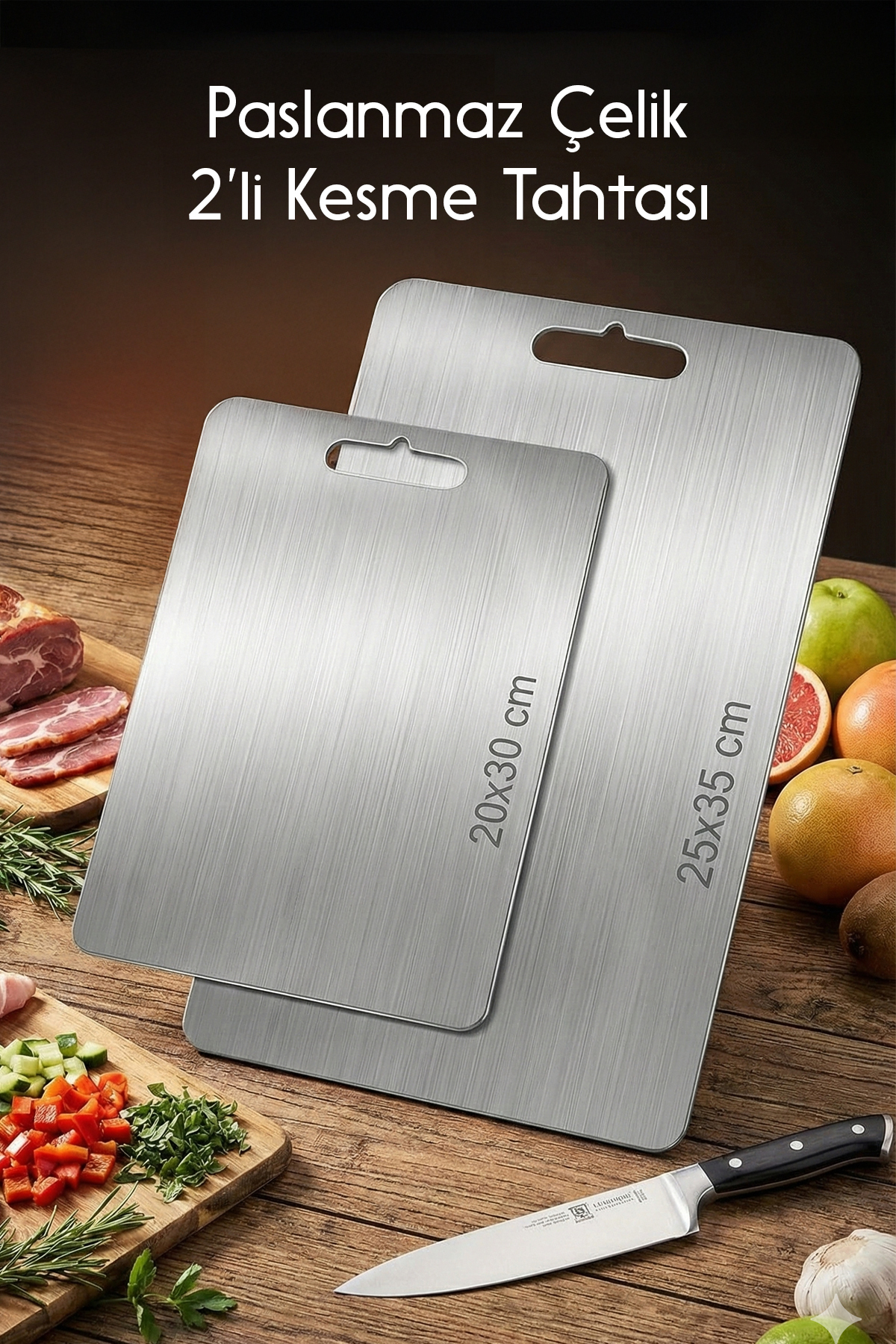 Stainless Steel Chopping Board Hygienic Anti-Slip Titanium