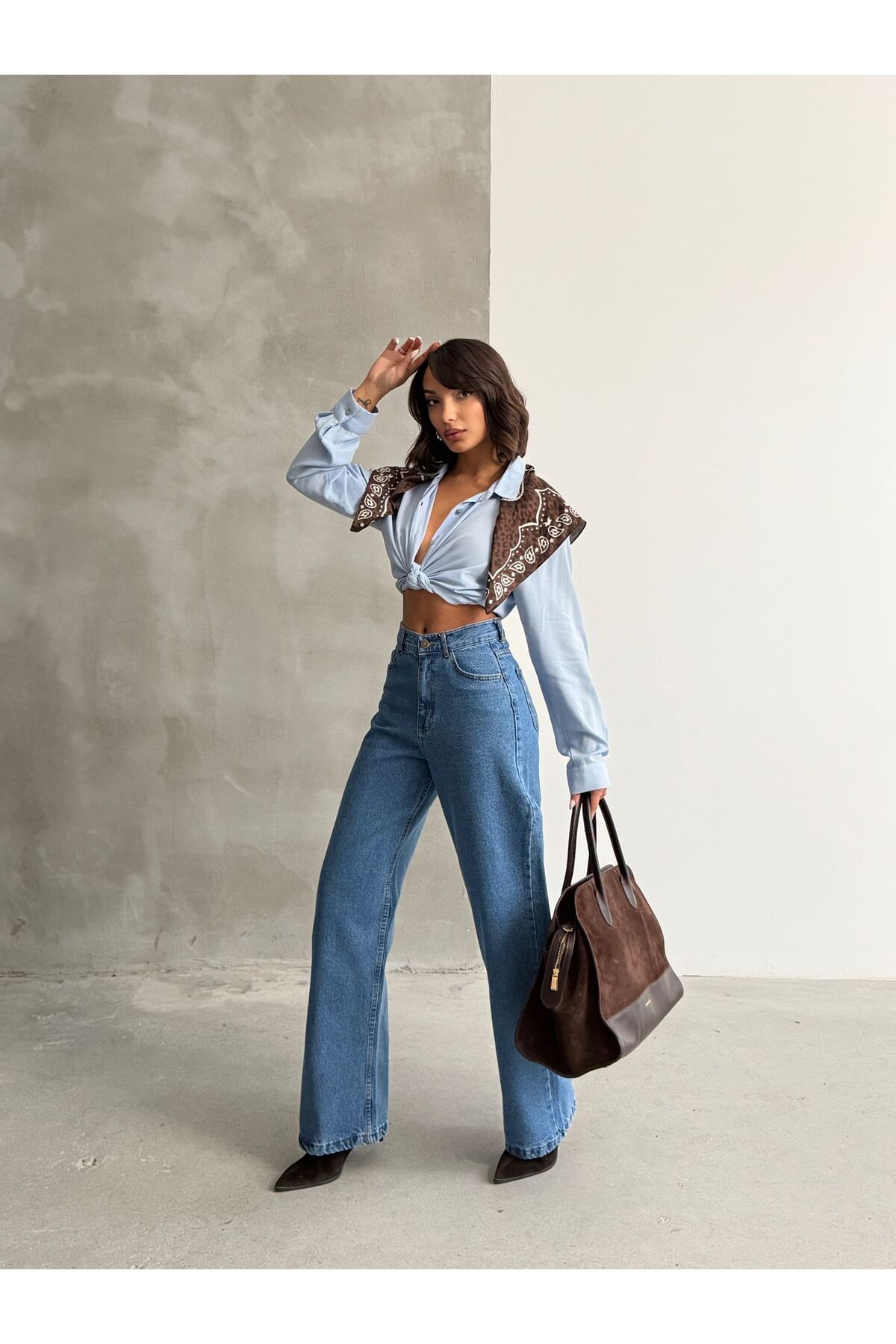 BLUE FULL FIT HIGH WAIST WIDE LEG