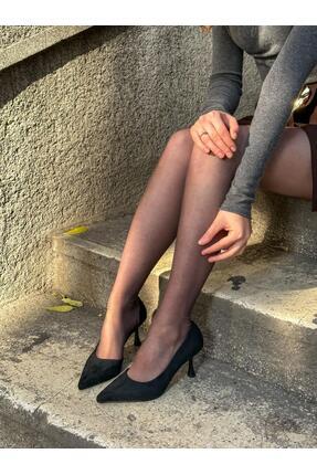 ERVANIN BUTİĞİ Siyah Süet (Vary) Topuklu Kadın Stiletto