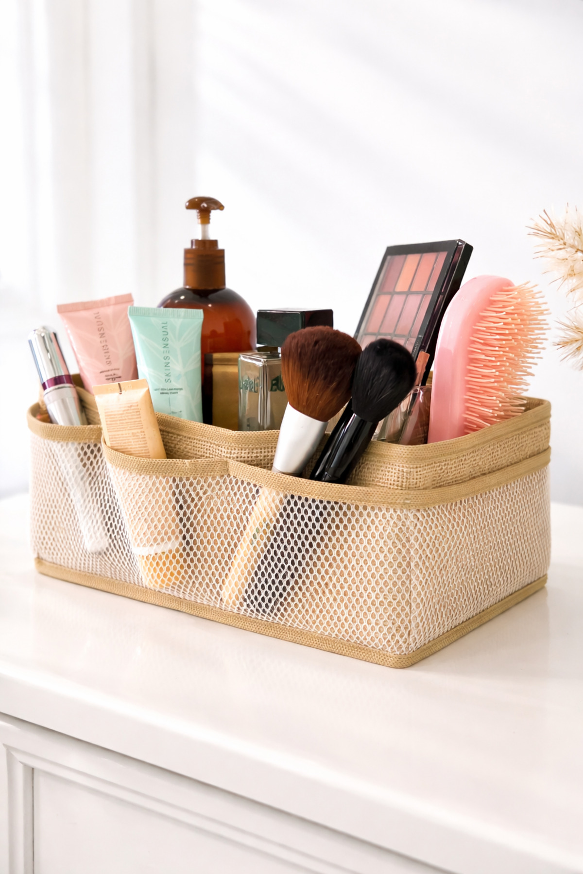 Natural Jute Makeup Organizer & Jewelry Organizer In-cabinet Organizer Drawer Organizer